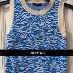 Blue and White Patterned Tank Top